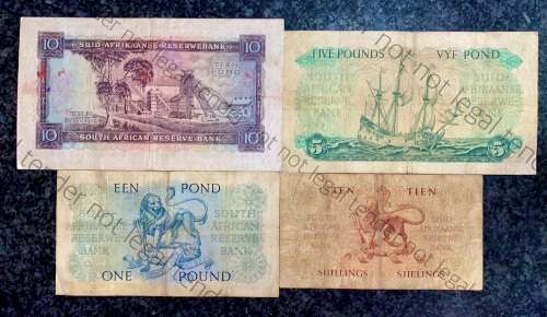 MH DE KOCK SET 10 POUND 1953, 5 POUND 1958, 1 POUND 1953 E/A & 10 SHILLINGS 1958 A/E(1 BID TAKES ALL