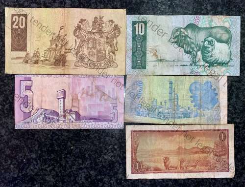 COMPLETE SET OF TW DE JONGH & DECIMALS R20 TO R2,,,1978---4TH ISSUE & R1 -1967 ( 1 BID TAKES ALL)