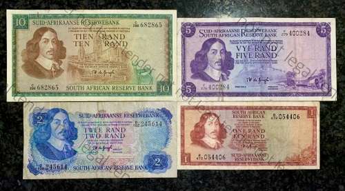 COMPLETE SET OF TW DE JONG & DECIMALS R10 -R1 ,,, 1967-1975( 1 BID TAKES ALL)