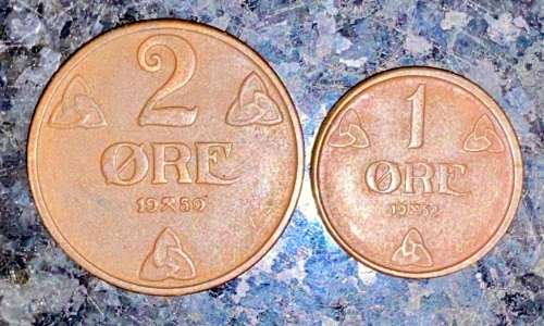 NORWAY SET 2 ORE 1950 & 1 ORE 1952 (1 BID TAKES ALL)