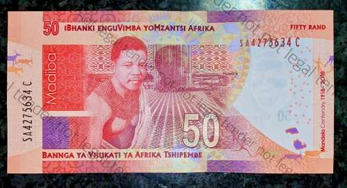 L KGANYAGO R50 UNC - 2ND ISSUE YOUNG MANDELA 2018 (MANDELA WTM)