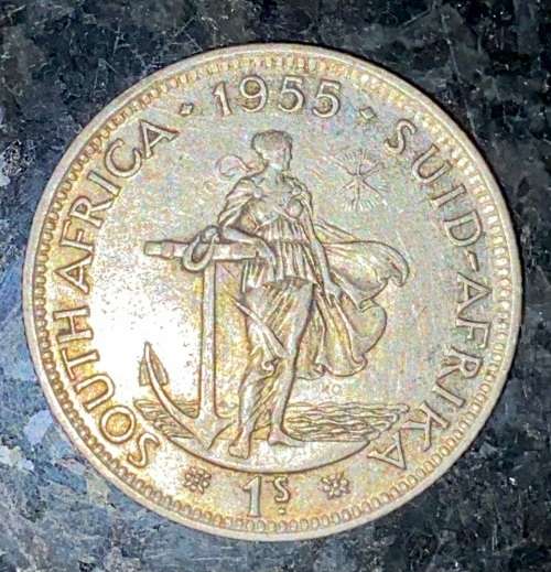 S A UNION SILVER 1 SHILLING 1955