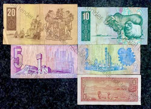 COMPLETE SET OF TW DE JONGH & DECIMALS R20 TO R2,,,1978---4TH ISSUE & R1 -1967 ( 1 BID TAKES ALL)