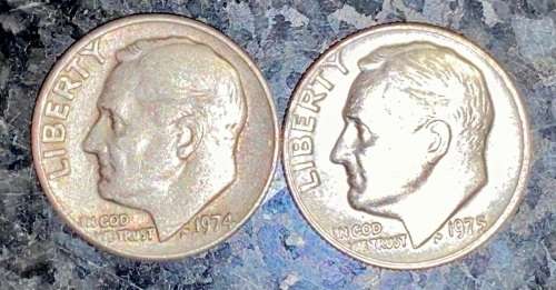 U S A  1 DIME - 10 CENT 1974 & 1975(1 BID TAKES ALL)
