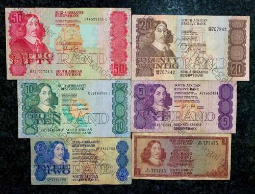 COMPLETE SET OF GPC DE KOCK & DECIMALS R50 SCARCE BA SERIE`S TO R2,,,1980s (R1 TW DE JONGH 1975)