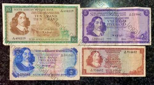 COMPLETE SET OF TW DE JONGH & DECIMALS R10 TO R1 ,,, 1967-1975( 1 BID TAKES ALL)