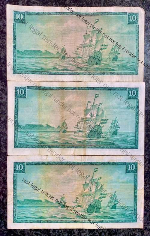 REPLACEMENT NOTES SET TW DE JONGH R10 - W16, W21 & W22 VAN RIEBEECK WTM 3RD ISSUE 1976