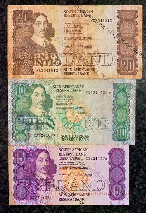 REPLACEMENT NOTE SET CL STALS R20 --XX-- R10 --XX & R5 --XX FIRST ISSUE 1990( 1 BID TAKES ALL)