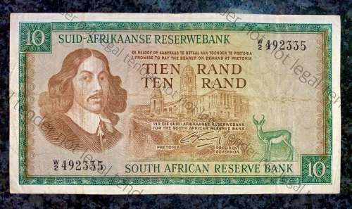 REPLACEMENT NOTE G RISSIK SCARCE R10  -- W2 -- SPRINGBUCK WTM SECOND ISSUE 1966
