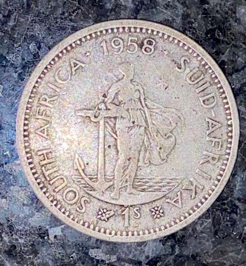 S A UNION SILVER 1 SHILLING 1958