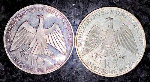 GERMANY SILVER 10 MARK OLYMPICS HAMBURGISCHE MINT & STAATLICHE MUNZE MINT 1972 SILVER 62.50%