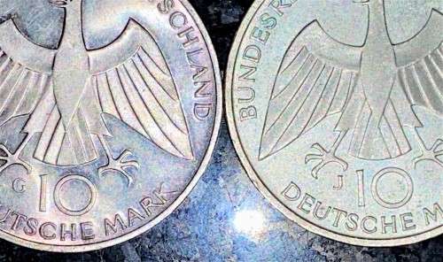 GERMANY SILVER 10 MARK OLYMPICS HAMBURGISCHE MINT & STAATLICHE MUNZE MINT 1972 SILVER 62.50%