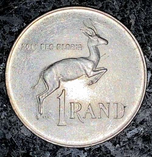 SOUTH AFRICA SILVER R1 --1966 AFRIKAANS SILVER 80%