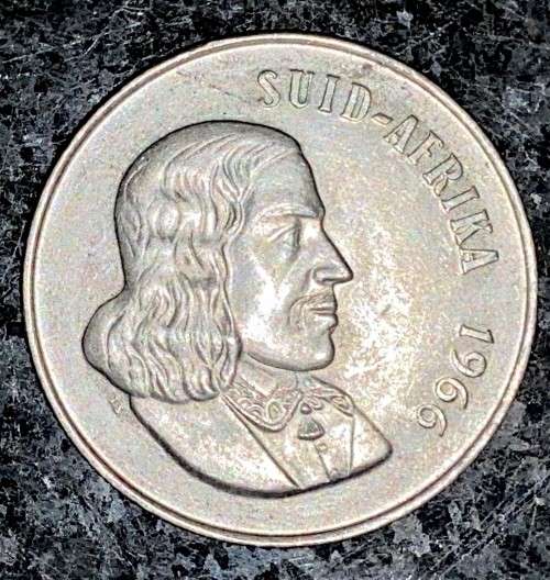 SOUTH AFRICA SILVER R1 --1966 AFRIKAANS SILVER 80%