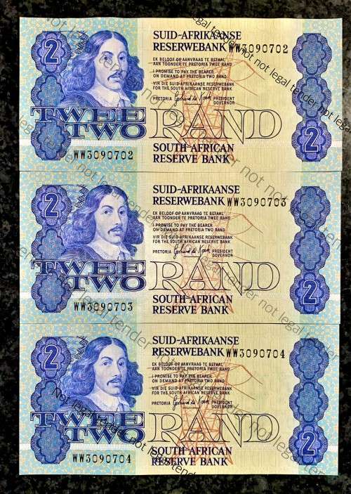 REPLACEMENT NOTES GPC DE KOCK R2 IN SEQUENCE WW3090702-704 UNC 3RD ISSUE 1983 ( 1 BID TAKES ALL)