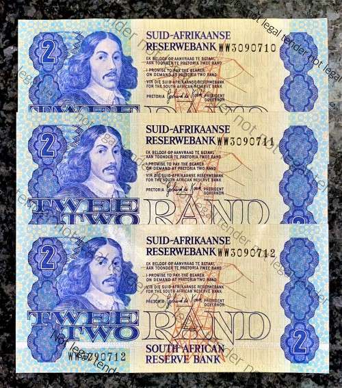 REPLACEMENT NOTES GPC DE KOCK R2 IN SEQUENCE WW3090710-712 UNC 3RD ISSUE 1983 ( 1 BID TAKES ALL)