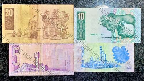 REPLACEMENT NOTE SET TW DE JONGH R20 -Z1, R10 -Y1 IS UNC,R5 -X1 & R2 -W1 --4TH ISSUE 1978 ALL ONES