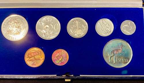 SA MINT PROOF SET 1989 SILVER R1 WITH AMAZING TONING TO 1 CENT WITH EXTRA R1 BLUE S A MINT BOX