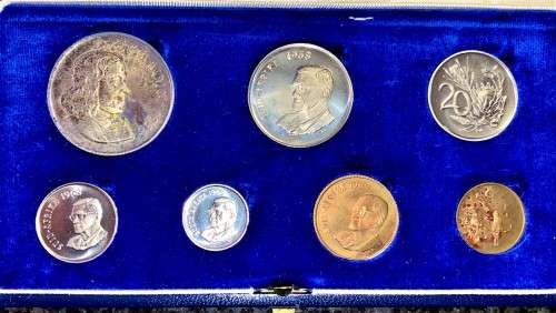 S A MINT PROOF SET 1968 SILVER R1 NICE TONING STARTING TO 1 CENT IN BLUE S A MINT BOX