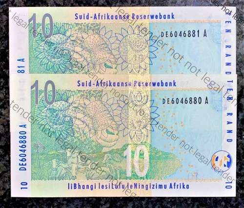 TT MBOWENI R10 IN SEQUENCE DE6046880-881---UNC 2004 SECOND ISSUE [RINO WTM](1 BID TAKES ALL)