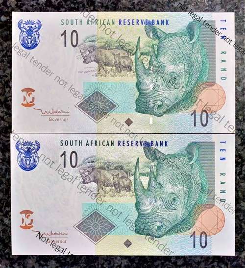 TT MBOWENI R10 IN SEQUENCE DE6046880-881---UNC 2004 SECOND ISSUE [RINO WTM](1 BID TAKES ALL)