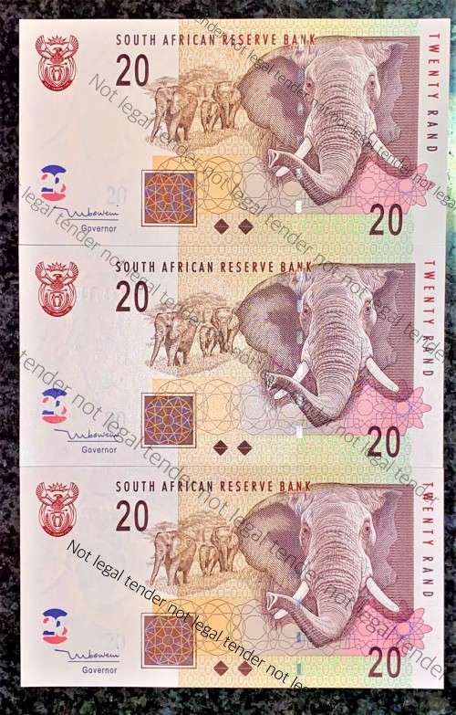 TT MBOWENI R20 IN SEQUENCE AD6689285-287 --2004 - 2ND ISSUE UNC (ELEPHANT WTM) (1 BID TAKES ALL)