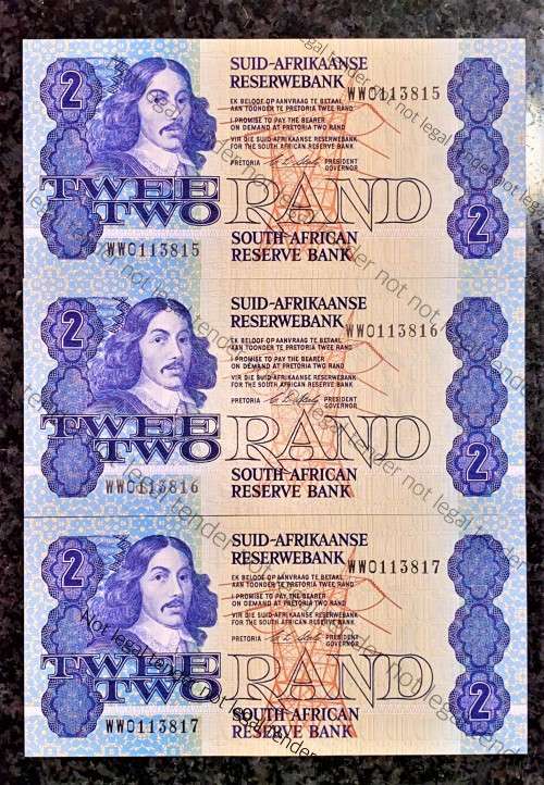 REPLACEMENT NOTES CL STALS R2 IN SEQUENCE WW0113815-817 -- 1ST ISSUE 1990 UNC(1 BID TAKES ALL)
