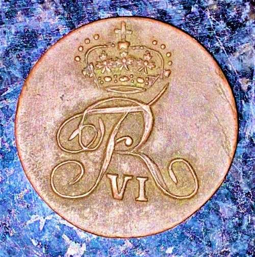 NORWAY 2 SKILLING COURANT 1810 KING FREDERICK VI GOOD CONDITION 213 YEARS OLD