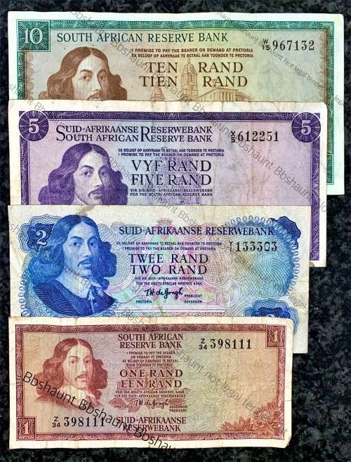 REPLACEMENT NOTES COMPLETE SET TW DE JONGH  R10--W15, R5--X5, R2--Y1 & R1--Z34 (1 BID TAKES ALL)
