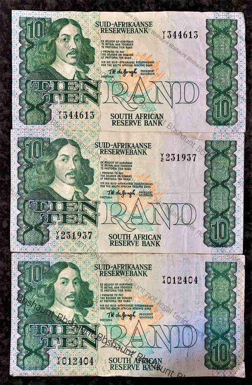 REPLACEMENT NOTES TW DE JONGH  R10--Y1, Y2 & Y3 -- 4TH ISSUE 1978 (1 BID TAKES ALL)