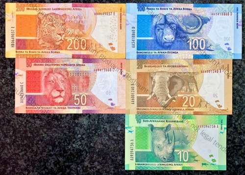 COMPLETE SET GILL MARCUS R200HB VF+ TO ALL AA R10 UNC 2ND ISSUE 2012(MANDELA WTM) 1 BID TAKES ALL