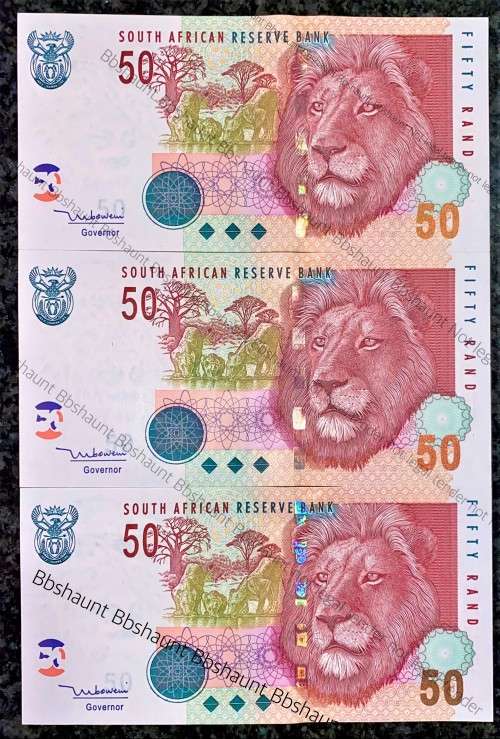 TT MBOWENI R50 IN SEQUENCE AM7527722-724---UNC 2004 SECOND ISSUE [ LION WTM ](1 BID TAKES ALL)