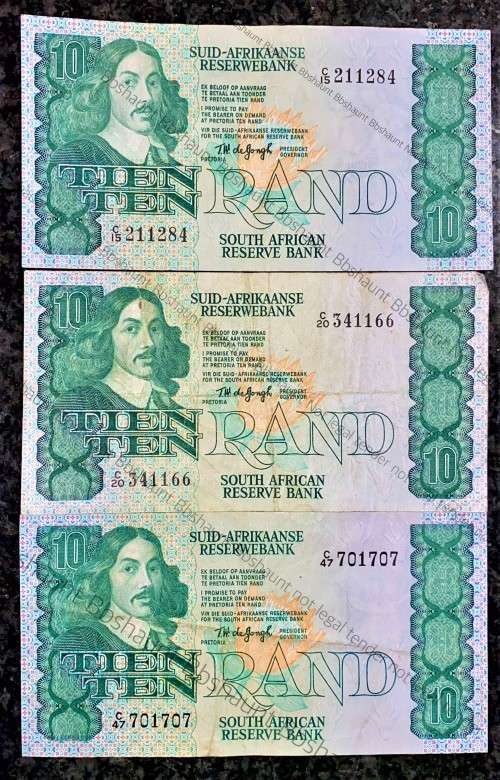 TW DE JONGH R10 - C15, C20 & C47 -- 4TH ISSUE -- 1978  A/E(1 BID TAKES ALL)