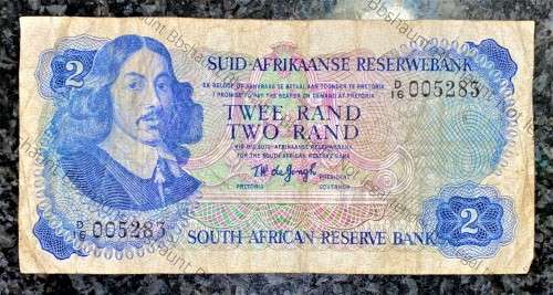 TW DE JONGH R2 LOW NUMBER D16 005283 SPRINGBUCK WTM 2ND ISSUE 1974