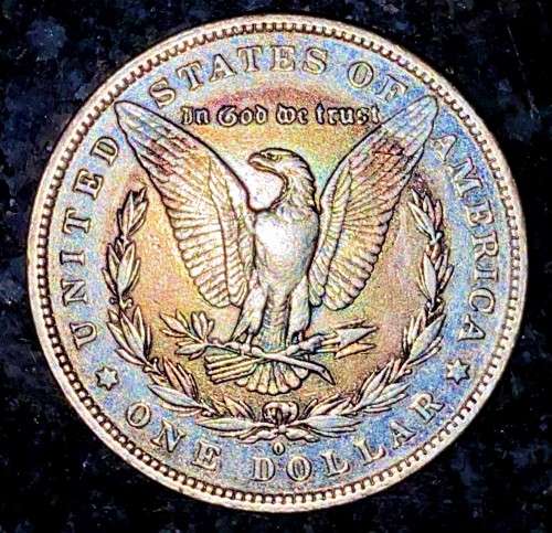 U S A SILVER 1 DOLLAR - MORGAN DOLLAR - 1881 AMAZING CIRCLE TONING NEW ORLEANS MINT GOOD CONDITION