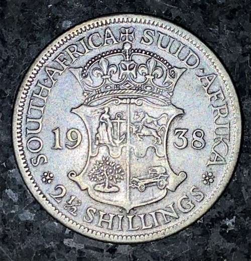 S A UNION SILVER 2 1/2 SHILLING 1938 SILVER 80%