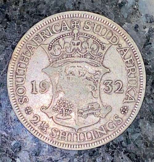 S A UNION SILVER 2 1/2 SHILLING 1932 SILVER 80%