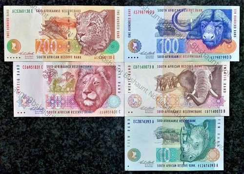 COMPLETE SET OF CL STALS & DECIMALS R200 TO R10 SECOND ISSUE 1994 UNC-AUNC+ ( 1 BID TAKES ALL)