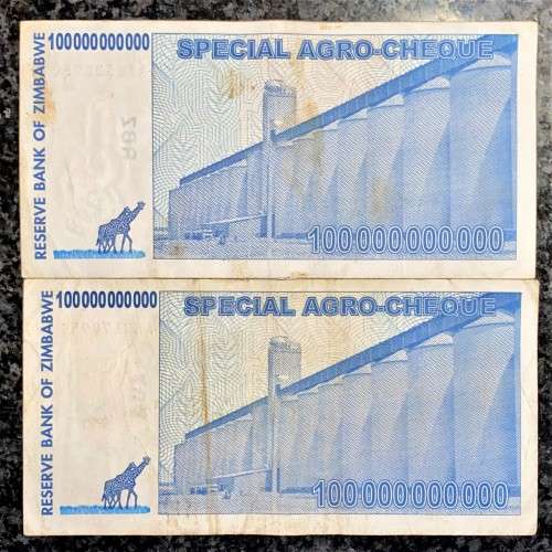 ZIMBABWE 100 BILLION DOLLARS AA 2008 ARGO CHEQUE(1 BID TAKES ALL)