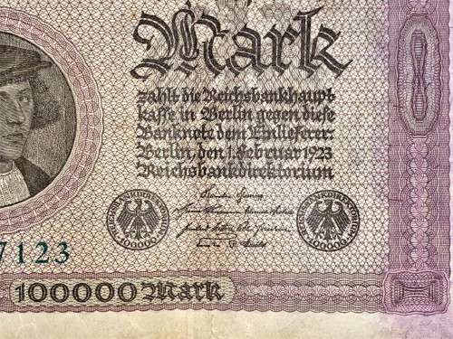 GERMANY 100,000 MARK 1923 & AUSTRIA 1000 KRONEN STAMPED DEUTSCHE REICH 1902 -121 YEARS OLD BIG NOTES