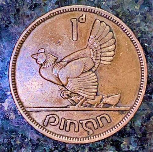 IRELAND 1 PENNY 1941 HEN & CHICKS