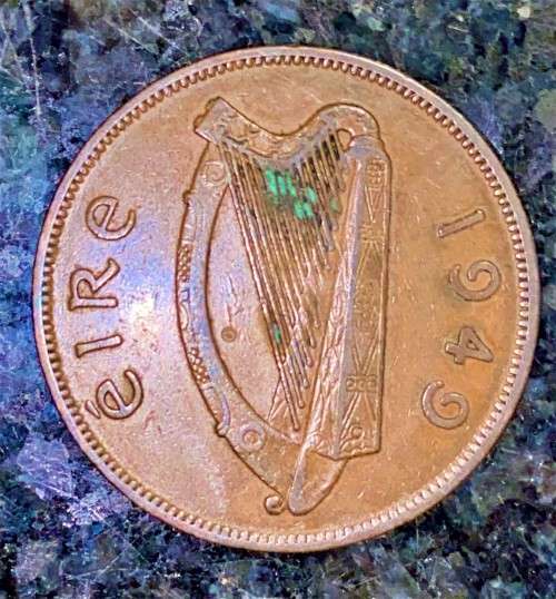 IRELAND 1 PENNY 1949 HEN & CHICKS
