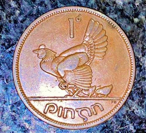 IRELAND 1 PENNY 1949 HEN & CHICKS