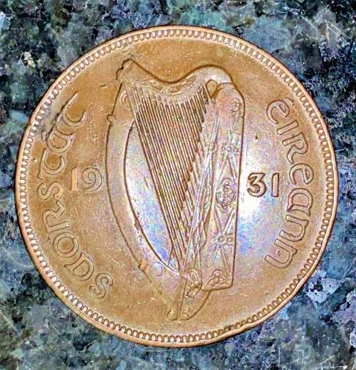 IRELAND 1 PENNY 1931 HEN & CHICKS