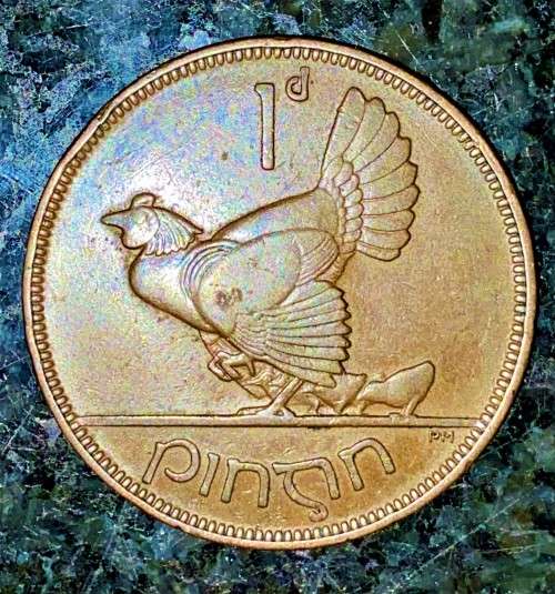 IRELAND 1 PENNY 1931 HEN & CHICKS