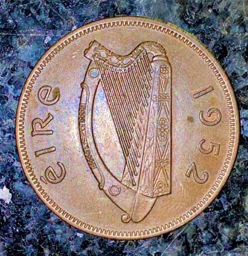 IRELAND 1 PENNY 1952 HEN & CHICKS