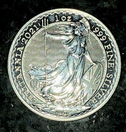 BRITANNIA SILVER 2 POUNDS 1OZ PURE SILVER .999 --NATHAN-- 2021 UNC SILVER 1OZ