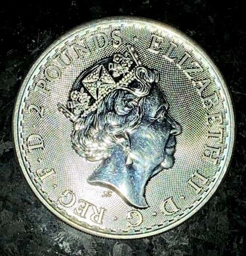 BRITANNIA SILVER 2 POUNDS 1OZ PURE SILVER .999 --NATHAN-- 2021 UNC SILVER 1OZ
