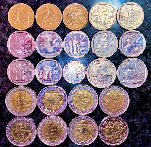 COMPLETE SET OF ALL SOUTH AFRICAN COMMEMORATIVE COINS 1994 TO 2021 - 50 CENT TO R5 GOOD CONDITION