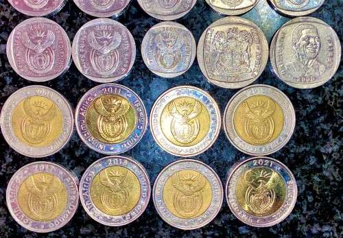 COMPLETE SET OF ALL SOUTH AFRICAN COMMEMORATIVE COINS 1994 TO 2021 - 50 CENT TO R5 GOOD CONDITION